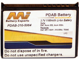 Replacement battery suitable for Dell Axim X50 series.