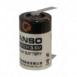 Fanso ER14250H/T 1/2AA size 3.6V 1200mAh Lithium Thionyl Chloride Battery - Bobbin Type with Solder Tags