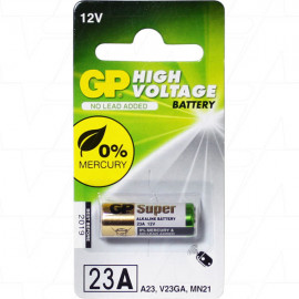 23A, GP23A Alkaline Battery Replaces 1811A, 23A, 8F10R, 8LR32, 8LR932, A21, A23, BAT012, E23A, EL12, GP23A, K23A, L1028, LR23A, LRV08, MN21, MN23, MS21, N21, RV08, V23GA, VR22