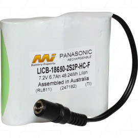 7.2V 6.7Ah High Capacity LiIon Battery with CE180 2.1mm DC Jack