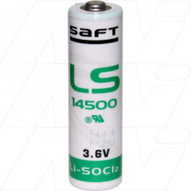 SAFT LS14500 AA size  Lithium 3.6V Thionyl Chloride Battery - Bobbin Type