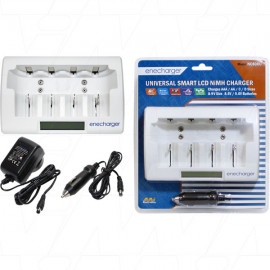 Universal Smart LCD Battery Charger for AAA, AA, C, D & 9V NiMH Cells. Input 240VAC or 12VDC.