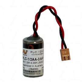 PLC-1/2AA-3.6-P - PLC battery replaces -  Eternacell B9650B. Suits Omron, CG1H, CJ1G, CJ1H, CPM2A, CQM1H, CPM2A-BAT01